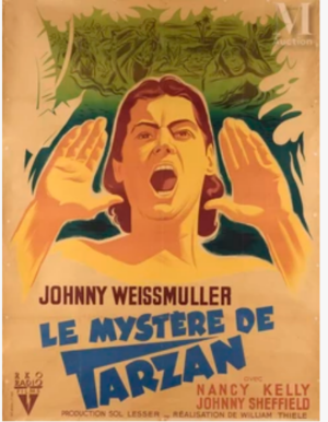 affiche cinéma Le Mystere de tarzan entoilée 120x160