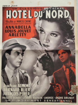 HOTEL DU NORD (1938) Affiche Cinema Originale Belgian Movie Poster Arletty Carne